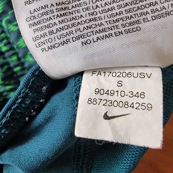 Nike Women's Sz S Dri FIT Modern Tempo Print Zip Pocket 3" Running Shorts Green - Picture 11 of 12